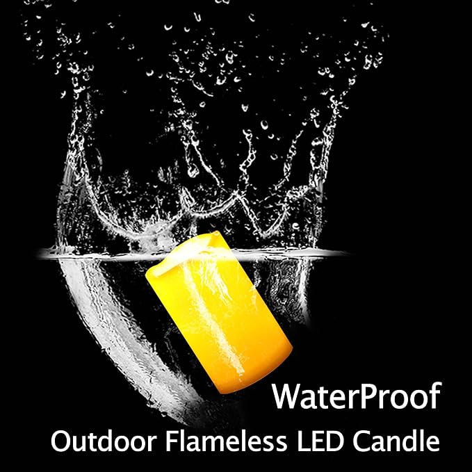 iZAN 3-Pack Battery Operated Flameless LED Candles with Timer Outdoor Waterproof Flickering Timing LED Pillar Candles for Home Wedding Party Festival Décor Long Battery Life 1500+ Hours 3”x5”