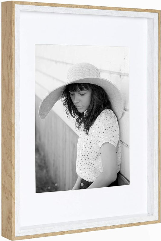 Kate and Laurel Gibson Transitional Frame Set, Set of 4, 11" x 14", White and Natural, Casual Frames for Any Room in The Home