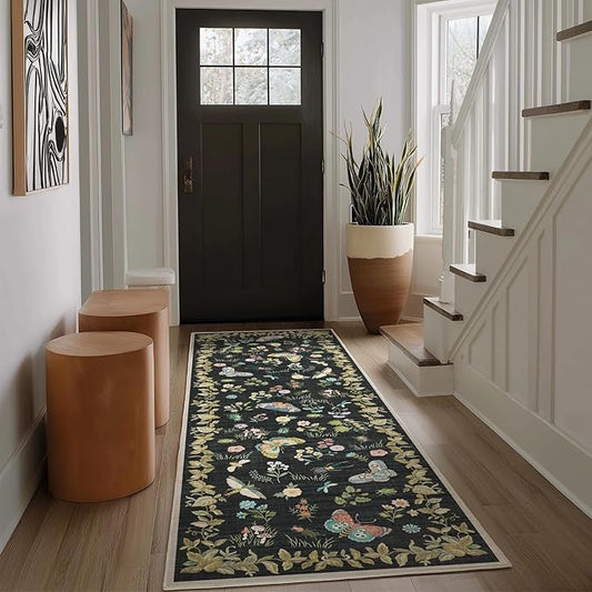 Washable Runners for Hallways Kitchen Rugs: 2'x6' Runner Rug Stain Resistant Non Slip Low Pile Soft Carpet Runners for Hallways Indoor Entryway Kitchen Laundry Room Bedroom Bedside Farmhouse