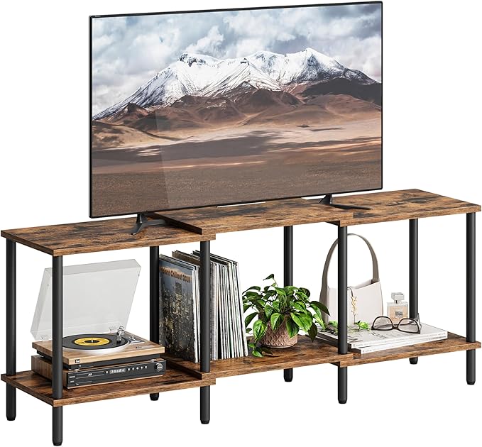 TV Stand, Entertainment Center, Industrial TV Media Console Table with Open Storage Shelves, 2 Tier TV Cabinet for Living Room, Bedroom LTS107RB