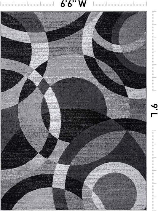 Rugshop Contemporary Abstract Circles Perfect for high Traffic Areas of Your Living Room,Bedroom,Home Office,Kitchen Area Rug 6'6" x 9' Gray