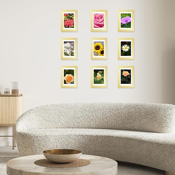 JCJMY 12 Packs 4x6 Picture Frames Bulk, Display 3.5x5 with Mat or 4x6 Without Mat, Gold Gallery Frame Set, 4 by 6 Frames Bulk Set of 12, Collage Wall Decor Photo Frame Set for Wall and Tabletop, Gold
