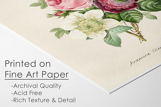 DREAM BIG PRINTABLES Vintage Roses Wall Art Prints (Set of 6) - Unframed - 8x10s | Botanical Decor - Vintage Sketch Prints - French Country - Flower Aesthetic Room Decor