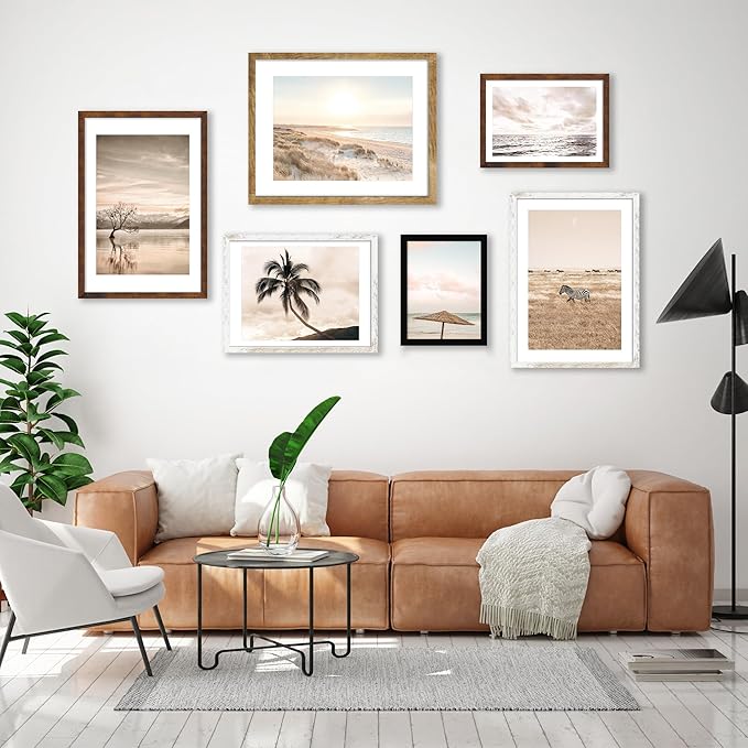 iRahmen 22x28 Poster Frame with 18x24 Mat - Plexiglass Wooden Picture Frames for Photo Wall Gallery Mounting (Dark Brown, Set of 2)