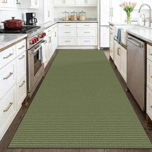 KOZYFLY Washable 4x6 Entry Woven Area Rug, Braided Throw Rugs for Entryway, Non Slip Door Mat Indoor Entrance, Front Porch Carpet for Foyer, Kitchen, Bedroom, Living Room, Olive Green/Earthy Green