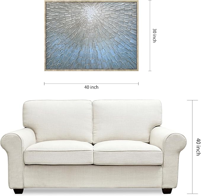Empire Art Direct Ethereal Light Textured Metallic Hand Painted Blue Framed Canvas Wall Art, Ready to Hang, Living Room, Bedroom & Office, 30"x40"x1.5"