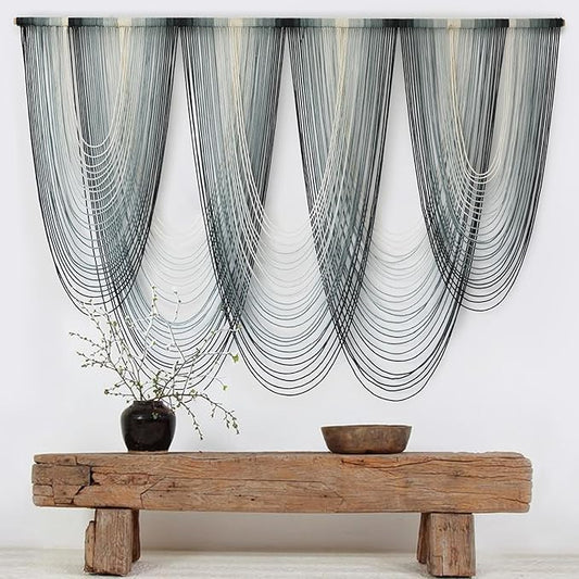 IOWER Large Macrame Wall Hanging Dip-Dyed Macrame Wall Decor Boho Wall Decor Craftsmanship Fiber Art 57" W x 41" L