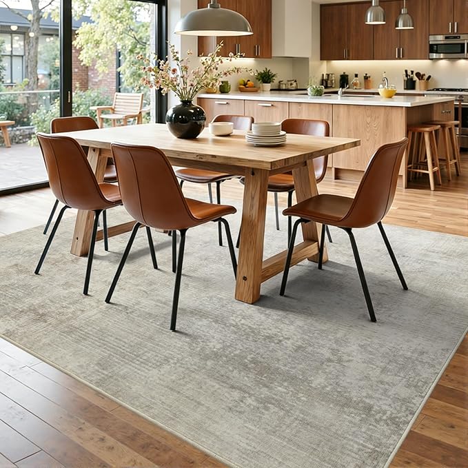 4x6 Ft Area Rugs for Living Room, Soft Non-Slip Washable Rugs Modern Abstract Pattern Carpet for Bedroom Indoor Floor Nursery Home Decor (Beige)