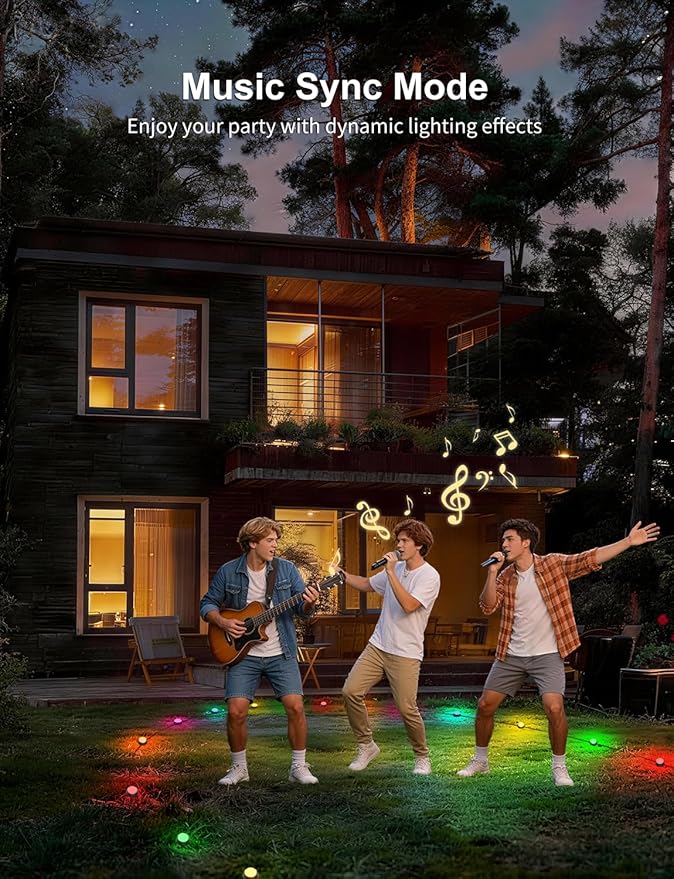 APPECK Outdoor Ground Lights 32 Pack, 100FT RGBW Color Changing Pathway Lights Wired, 2200K Warm White Smart Landscape Lighting, for Garden Yard Lawn Path Holiday Party Decor, with App/Voice Control