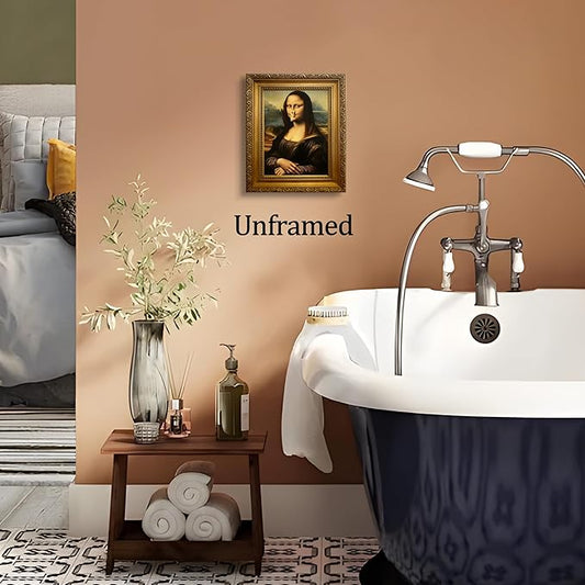 XYHYRA Funny Mona Lisa Bathroom Wall Art, Mona Lisa with Clothespin Nose Painting Print, Vintage Humorous Restroom Wall Decor Canvas Poster for Toilet Bathroom Home Decor 8x10 Inch Unframed