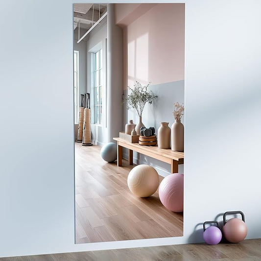 Hasipu Home Gym Workout Mirror 83" L x 39" W-1pcs Large Full Length Mounted Full Body Frameless Mirror for Workout, Yoga, Garage, Bedroom, Dance