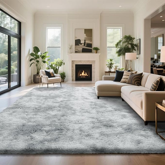 yongyangjuxin Fluffy Rug Shag Area Rug, Mottling Grey 8x10 Area Rugs for Living Room, Large Shag Area Rugs for Bedroom Kids Room Home Decor, Upgrade Anti-Skid Rectangular Fuzzy Rugs