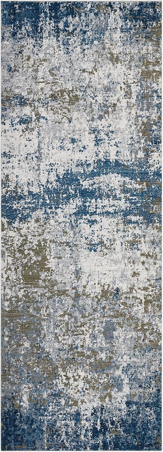 ROYHOME Modern Abstract Runner Rug 2x5 Washable Non Slip Stain Resistant Rug for Bedroom Living Room Non Shedding Low Pile Indoor Floor Cover,Navy