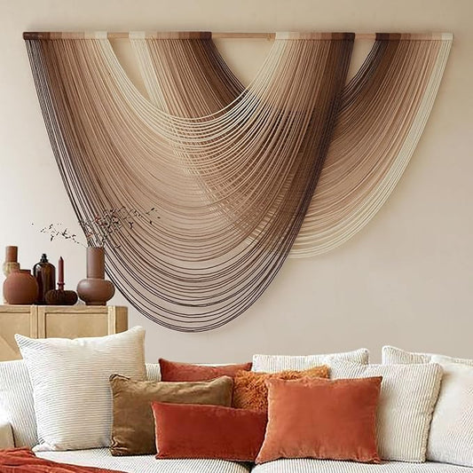 Macrame Wall Hanging Dip-Dye Boho Home Decor Fiber Wall Art Craftsmanship Bedroom Livingroom 57" W x 39" L