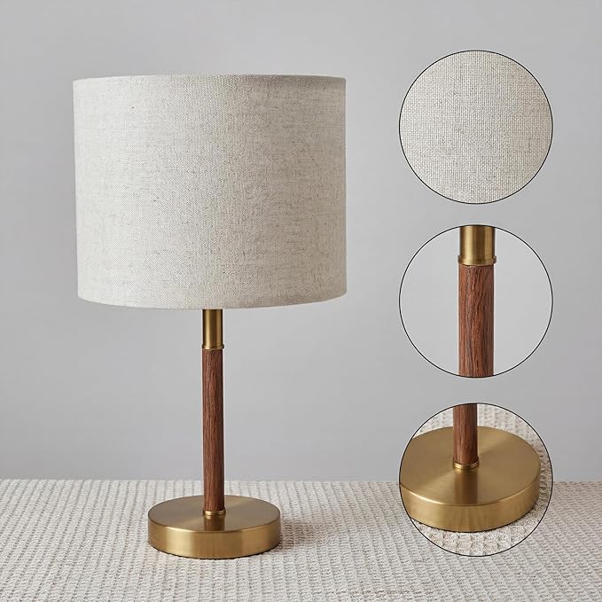 16.5'' Bedside Table Lamps Set of 2, Small Metal Accent Table Lamps with Linen Lampshade, Modern Simple Desk Lamps for Bedroom,Living Room, Office,Desk(Bulbs Included)