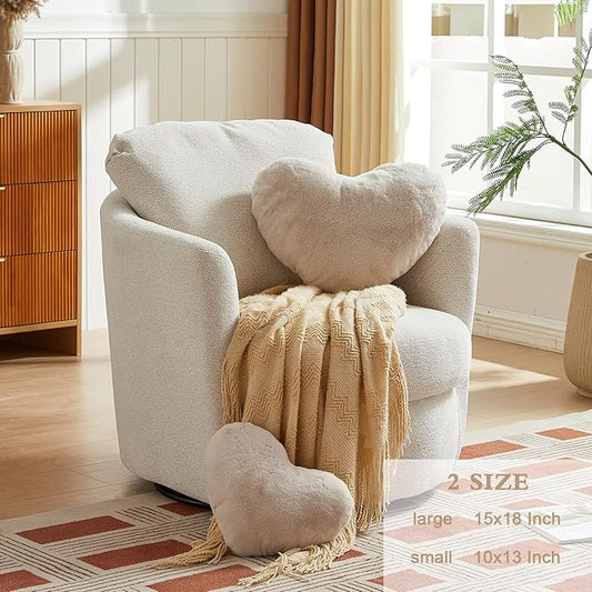 EastTree Beige Heart Shaped Pillows, Ultra Soft Extra-Large Fluffy Love Throw Pillows, Gifts for Women & Girls, Living Room Decor - 15x18 Inch