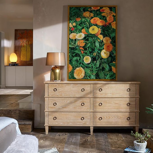 crmotu Large Framed Wall Art, Floral Botanical Canvas Art Prints, Yellow Flower Vintage Decor Paintings, Nature Plant Retro Pictures Wall Decor Living Room Bedroom Bathroom Office Artwork 24x36in