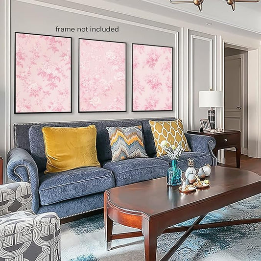 LYPHNX Pink Chinoiserie Flower Poster Wall Art light Pink Love Shack Fancy Canvas Decor Paintings Set of 3 Blush Pink Painting Pictures Home Decor for bedroom Living room Bathroom 16"x24" Unframed