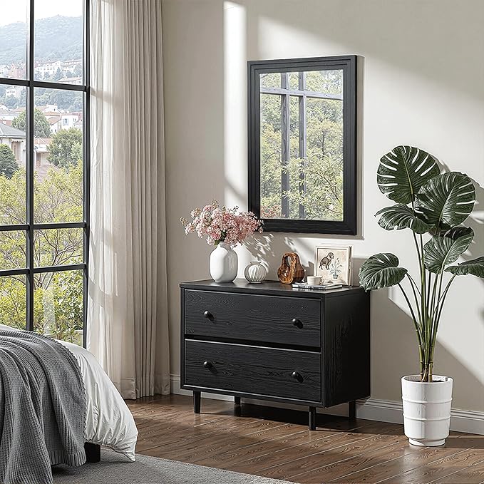 Wood Framed Mirrors for Wall, Black Bathroom Vanity Mirror for Over Sink 20 x 30, Vintage Wall Mirror for Bathroom Sink Hallway Entryway Bedroom Living Room Farmhouse Boho Style