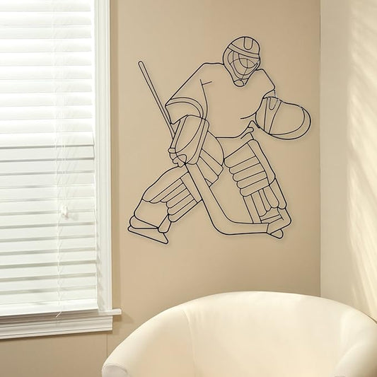 Hosley Ice Hockey Metal Wall Decor 29.25 Inch High - Ideal Home Decor Gift for Sports Enthusiast - Enhance Room, Bathroom, Home Office Decor - Perfect for Weddings & Parties