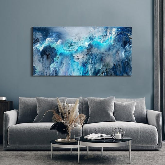 Mofutinpo Blue Wall Art Large Canvas Art | Modern Contemporary Wall Decor for Living Room, Bedroom, and Office | Serene Blue Abstract Masterpiece | Ready-to-Hang Home Decorations Artwork for Walls 24 ×48in