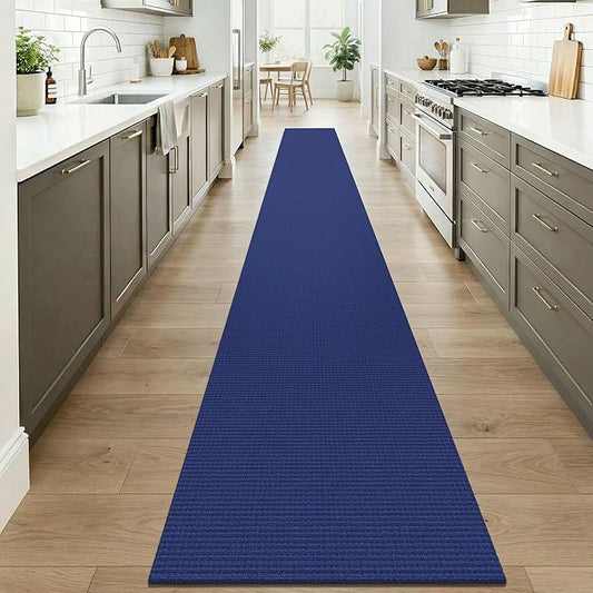 KOZYFLY Braided 2x20 Runners Rugs for Hallway, Extra Long Washable Runner Rug, Woven Non Slip Kitchen Runner, Cotton Entryway Rug, Floor Carpet for Entry, Aisle, Hall, Royal Blue/Navy