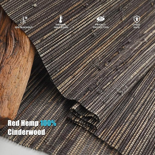 Motorized Bamboo Roman Blinds with Remote, Woven Roman Shades Compatible with Alexa Google Home, Automatic Bamboo Blind for Indoor Windows CustomSize(Cinderwood)