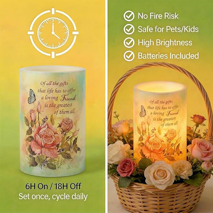 Real Wax Flameless Candle 4x6,Butterfly Rose Flickering LED Pillar Candle with Timer, Battery Operated, Romantic Floral Decor, Wedding & Valentine Centerpiece, Anniversary Decor for Wife or Girlfriend
