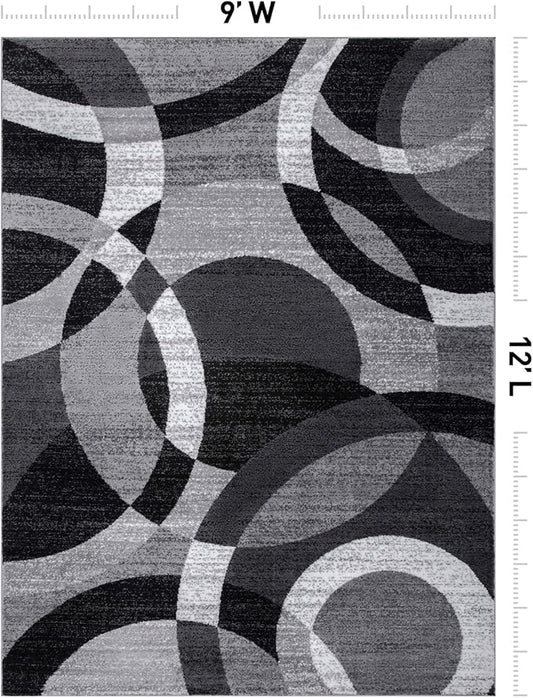 Rugshop Contemporary Abstract Circles Perfect for high Traffic Areas of Your Living Room,Bedroom,Home Office,Kitchen Area Rug 9' x 12' Gray