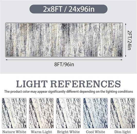 Modern Abstract Runner Rug 2x8 Washable Runner Rugs with Non Slip Backing, Low Pile Soft Runner for Hallway Entryway Laundry Bedroom Kitchen