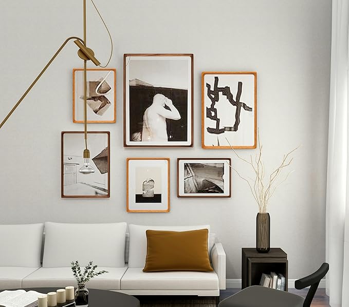16x20 Picture Frame with Mat for 11x14, Natural Teak Wood Handcrafted Rounded Corner with Plexiglass, Vertical or Horizontal Display Photo Gallery Poster Wall Mounting Frame