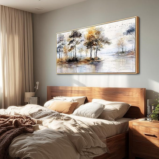 Wapluam Framed Wall Art,Abstract Wall Art Artwork Forest Canvas Wall Art Vintage Farmhouse Trees Pictures Decor Rustic Nature Canvas Painting Ready To Hang Living Room Bedroom And Office Home Decor