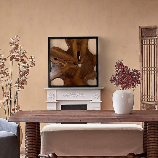Greenage Wood Wall Art 27.5"x27.5"x2.4" Live Edge Wall Decor for Home Living Room Bedroom Office