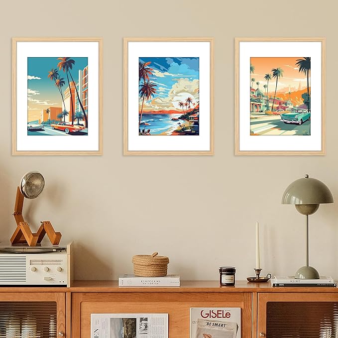 FIXSMITH 12x16 Picture Frame Natural Set of 2, Photo Frame with HD Plexiglass, Display Pictures 8.5x11 with Mat or 11x17 Without Mat, Natural Picture Frames Collage Wall Decor, Gallary Wall Frame