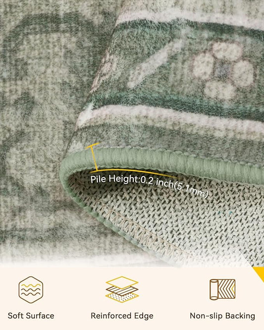 RELEANY Area Rugs 2'6"x8' Runner Rug Non Slip Washable for Kitchen Hallway Bedroom Beside Laundry Room Bathroom Rug, Floor Carpet, Dark Green Gray