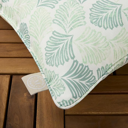 Martha Stewart Modern Banana Leaves Indoor Outdoor Decorative Lumbar Pillow 2-Pack Set, UV Fade Resistant, Water Repellent, Printed Tropical Design, Green, 11"x18"