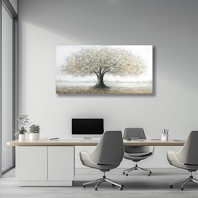 Yuaxker Tree of Life Wall Decor Gold Wall Art Large Landscape Art Modern Minimalist Canvas Painting for Living Room Bedroom Dining Room Office Home Decor 30x60 Inch