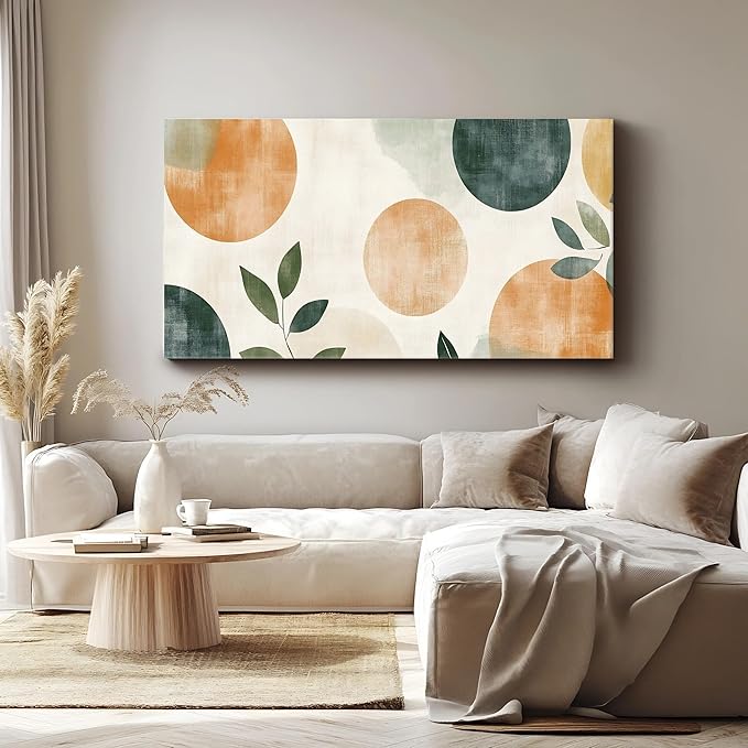Iallbin Abstract Canvas Wall Art, Large Wall Art for Living Room, for Wall Modern Paintings Wall Decor Living Room (Abstract, Orange and beige, 58L x 29W)
