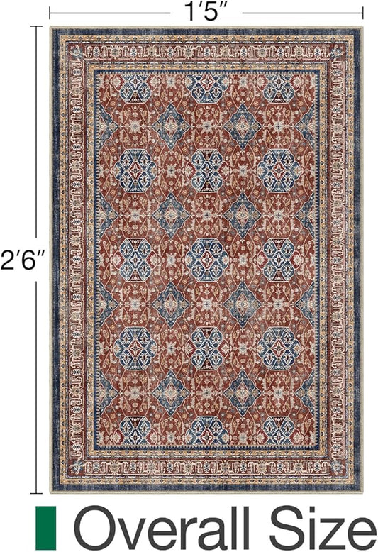 LUMI 1'5" x 2'6" Indoor Door Mat, Washable Low Pile Entry Rug with Non-Slip Rubber Backing, Durable Welcome Mat for Entryway, Hallway, Patio, or Porch