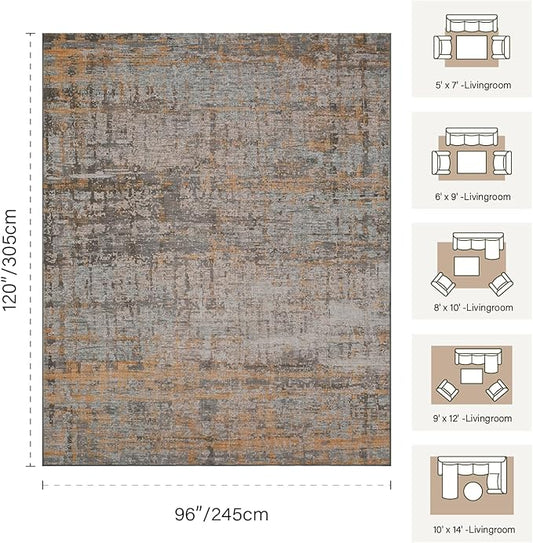 Rugxara Area Rugs 8x10,Large Soft Rugs for Living Room, Washable,Modern Abstract Rugs for Bedroom Dining Room, Non-Slip Foldable Thin Indoor Carpet Stain Resistant(Taupe)