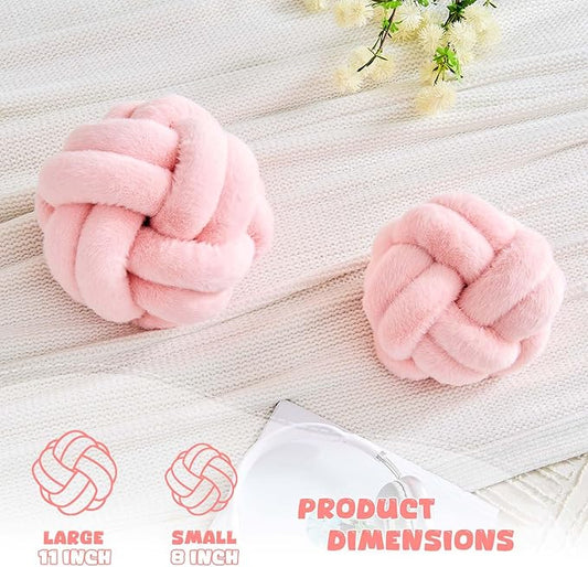 Knot Pillow Ball, Soft Home Decorative Throw Pillows Cushion, Round Changeability Knotted Pillows, Modern Home Handmade Cushions for Bedroom, Sofa, Couch (8 Inch,Pink)