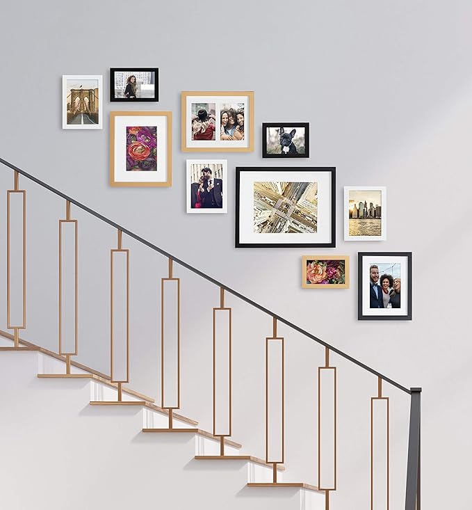 Kate and Laurel Gallery Modern Glam Frame Set, Set of 10, Black, White, and Gold