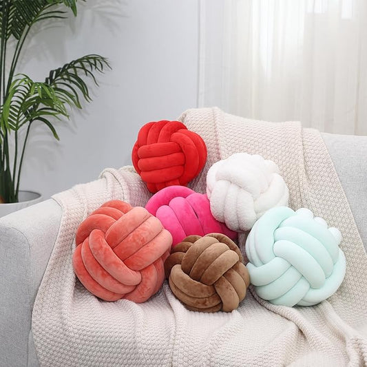 Petrella Knot Pillow Ball Round Throw Pillows Home Decor Cushion Decorative Aesthetic Throw Pillows,Coffee 8inch