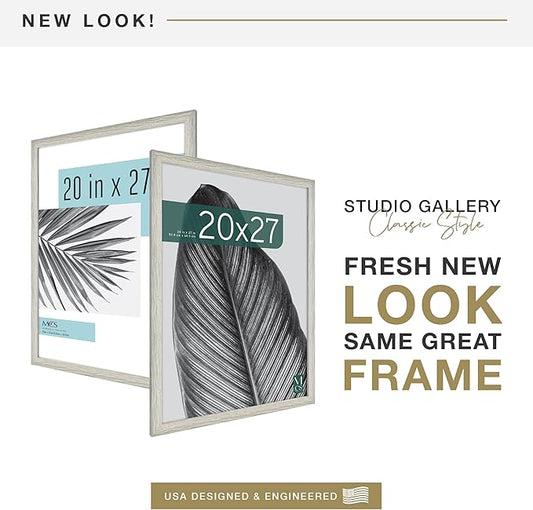 MCS Studio Gallery 20x27 Poster Frame Gray Woodgrain Engineered Wood, Vertical & Horizontal Wall Hanging Large Picture Frame for Photos, Posters & Art Prints (1-Pack)