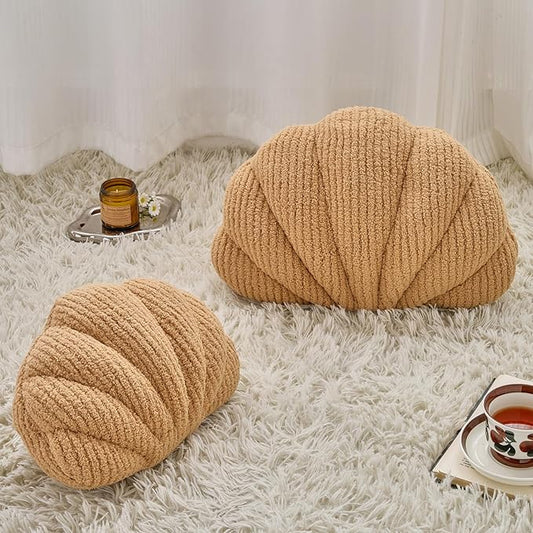 Shell Pillow, Soft Decorative Pillows for Bed Couch, Seashell Plush Throw Pillow Aesthetic Home Decor Cushion for Bedroom Living Room (Brown, 18 X 13 Inches)