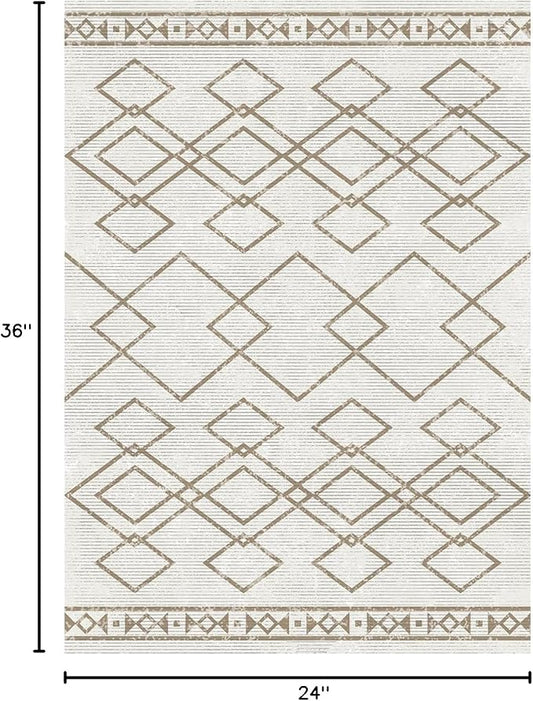SERISSA 2x3 Washable Small Entry Rug,Soft Non Slip Indoor Boho Throw Rug for Entryway Kitchen Bedroom Dorm Bedside Front Door,Moroccan Geometric Carpet