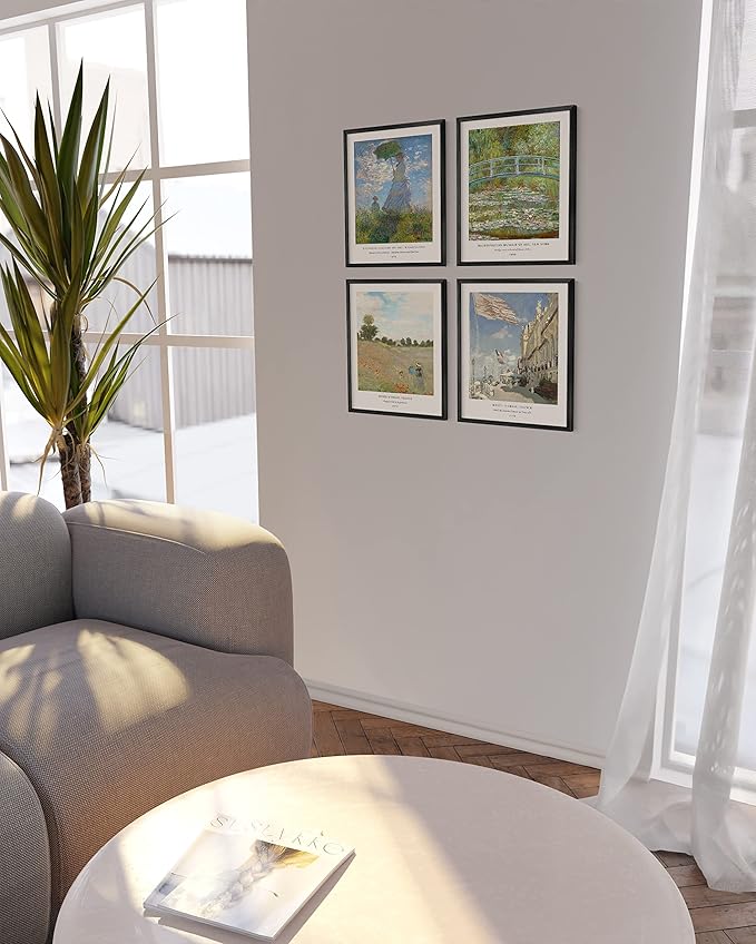HAUS AND HUES Set of 4 Poster Frames 12x16-12 by 16 Poster Frames 12x16 Frame Set, Large Picture Frames, Big Picture Frames 12x16 Frames (Black Aluminum Frames)