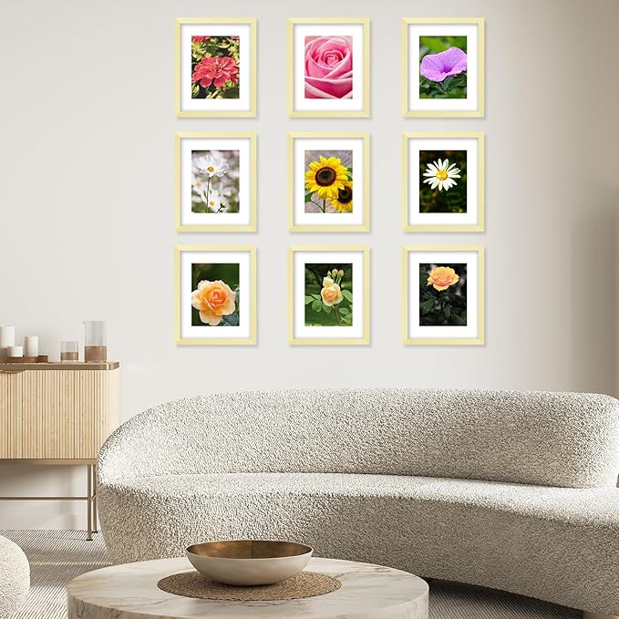 JCJMY 12 Packs 8.5 by 11 Picture Frames, Display 6x8 with Mat or 8.5x11 Without, for Award Certificate Diploma Document, 8.5 x 11 Frames Bulk Set of 12 Photo Frames Set for Wall and Tabletop, Gold