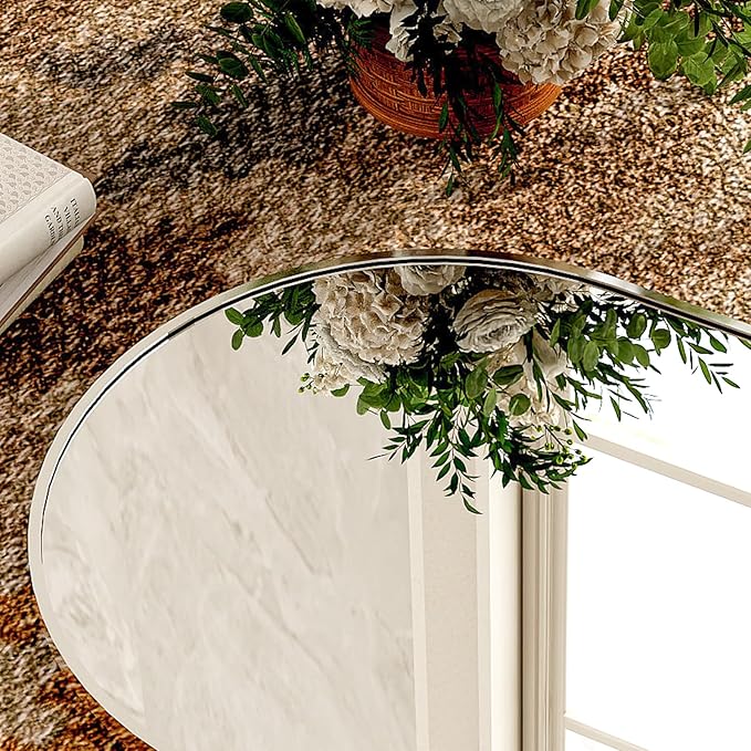 Easly Arched Full-Length Mirror, 34"x76" Arch Floor Mirror with Stand, Wall-Mounted Mirror for Bathroom, Dressing Room - Hanging or Leaning - Full Body Mirrors for Bedroom, Silver