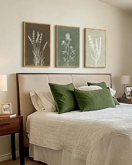 Drsoum Vintage Boho Flower Wall Art Framed Retro Botanical Floral Wall Prints Wildflower Neutral Rustic Bohemain Artwork Bedroom Ready to Hang 16x24in Natural Framed